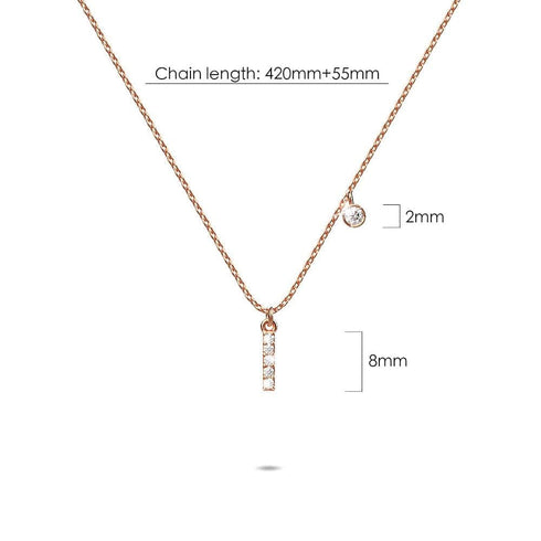 Solid 925 Sterling Silver Initial Crystal Personalised Alphabet Letter Necklace Rose Gold Filled
